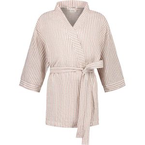 Yumeko kimono jasje gewassen linnen roze stripe s