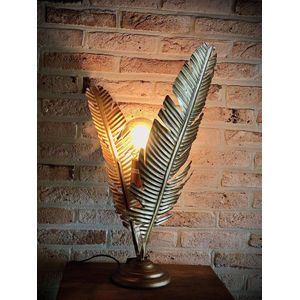 Lamp Table Leaf H58 cm Ant. Gold 59 cm hoog - tafellamp - nature - vloerlamp - lamp industrieel - industriestijl - metaal lamp - verlichting voor binnen - interieur - goudkleurig metaal - interieurdecoratie - woonaccessoire - cadeau - gift - geschenk