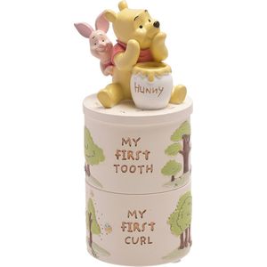 Winnie the Pooh tandendoosje en haarlokdoosje tooth and curl trinket box Disney knorretje kraamkado baby geboorte eerste tandjes bewaarbox set