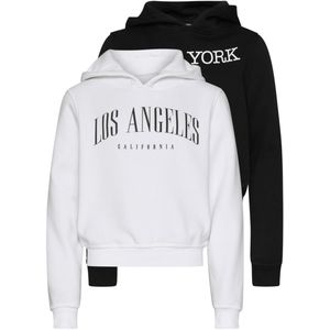 Urban Classics - Sweat à Capuche - Zwart/Wit - Voor Meisjes