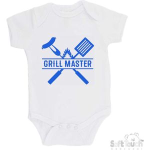100% Katoenen Romper "Grill Master" Unisex Katoen Wit/blauw Maat 56/62