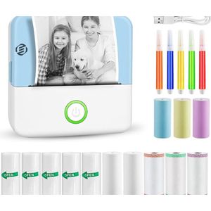 Equivera Mini-Printer - Pocket Printer - Mobiele Fotoprinter - Draagbaar & Draadloos - Leerhulp & Notites