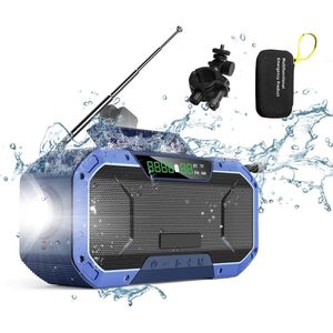 White-Label® Noodradio - Noodpakket Oorlog - Draagbare Radio - Powerbank Zonneenergie - Transistor Radio op Batterijen - Blauw