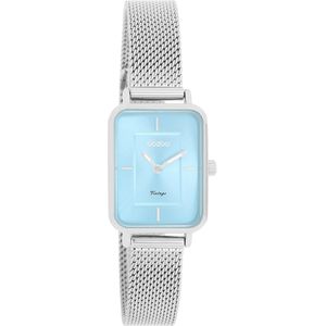 Zilverkleurige OOZOO horloge met zilverkleurige metalen mesh armband - C20351