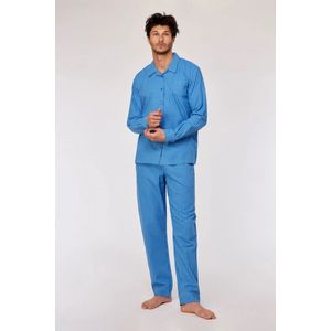 Woody pyjama jongens/heren doorknoop - blauw geruit - 252-10-QWA-W/953 - maat L