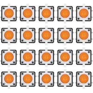 20 STKS Tactiele Drukknop LED Micro Momentary Tactiele Drukknop Assortiment Kit voor TV-Audio Apparatuur-Computers 12x12x7.3mm-0.47x0.47x0.29in Geel .