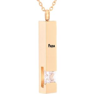 Luxe Ashanger | Met Ketting En Gravering | Papa | Assieraad | Rosegoud Met Witte Steen | As Ketting | Gedenksieraad | Urn | Incl. As vuller