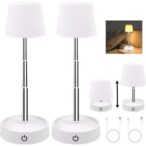 Dimbare Oplaadbare Led-tafellamp - Telescopisch en Draadloos - Perfect voor Slaapkamer en Woonkamer - 2 Stuks