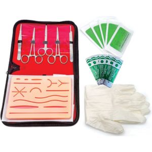 Hospitrix Hechset Geneeskunde - Hechten oefenen - Hechtset Chirurgisch - Imitatiehuid - Hechtpad - Naaldvoerder