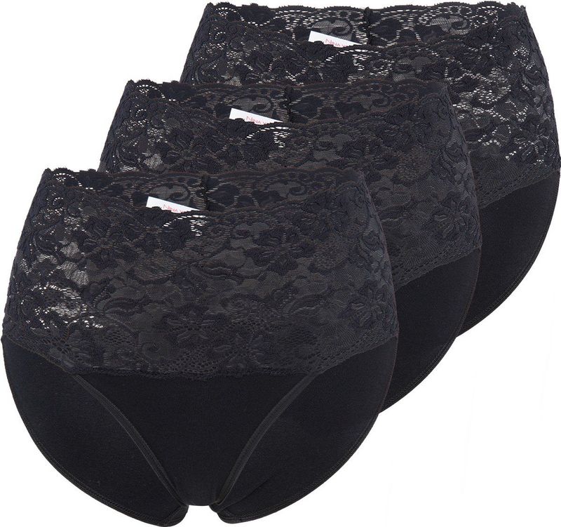 Nina von C - Dames Taille Slip - Zwart - 3-Pack - Biologisch Katoen