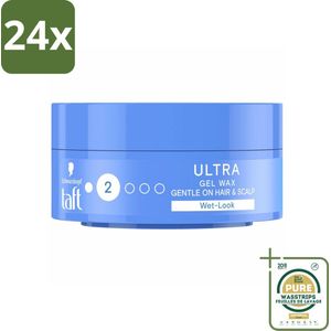 Taft - Ultra 2 - Gel Wax - Wetlook - 75 ml - Voordeelverpakking - 24 stuks - Haarwax - Glans