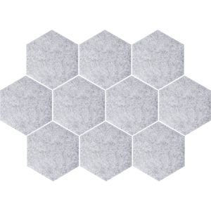 QUVIO Memobord Hexagon bulletin / Wandborden / Planborden / Wand organizer - Set van 10 tegels - Grijs
