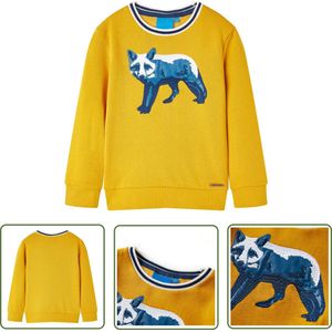 vidaXL Meisjestrui - Kindertrui - Kindertrui 116 okerkleurig - Jongenstrui - Okerkleurige Trui - Vos Print