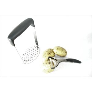 KINGHOFF -Professionele aardappelstamper + dunschiller met comfortabele anti-slip handgreep - vaatwasbestendig