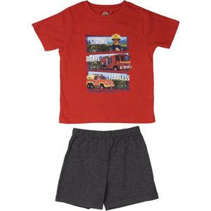 Brandweerman Sam Pyjama / Shortama - Rood / Grijs - Katoen - maat 110/116