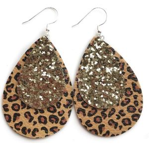 Oorhangers - dames oorbellen - tijgerprint - glitter druppel - cadeau voor vrouw - Liefs Jade