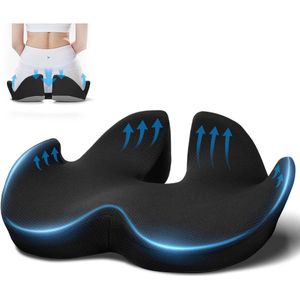 Goodivery ® - Stuitkussen - Ergonomisch Zitkussen van Traagschuim - Comfortabel Zitkussen voor Bureaustoel, Rolstoel of Reizen - Ademend en Antislip - Voor Langdurig Zitten