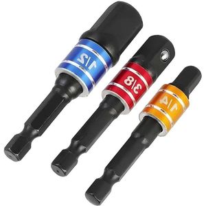 Adapters voor stopcontact op boor - adapterset voor slagschroevendraaier - handgereedschap adapter - gecodeerde ringen (zwart) .