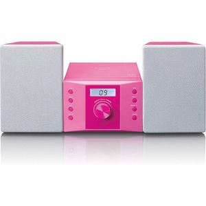 Compact stereo-systeem voor kinderen met cd-speler, LCD-scherm en AUX-ingang in roze