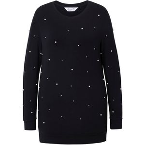 MIAMODA - Dames - Sweatshirt sierkralen lange mouw - Zwart - Maat 42