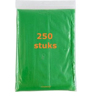 250 stuks wegwerp poncho transparant Groen - Regen - Festival - wandelen - evenement