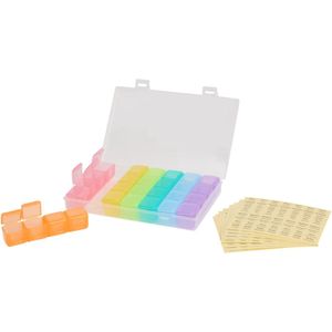 Pillendoos – Medicijnendoos – Organizer – 7 dagen – Kleuren per Dag – Inclusief Stickers Dag & Dagdeel