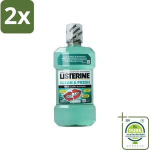 Listerine – Mondwater – Clean & Fresh – Zonder alcohol – 500 ml - Voordeelverpakking - 2 stuks - Mondspoeling - Mondhygiëne