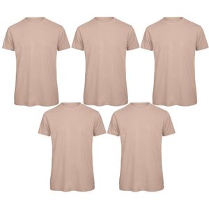 Senvi 5 pack T-Shirt -100% biologisch katoen - Kleur: Licht Roze - 3XL