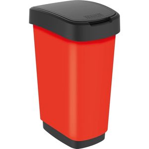 Twist vuilnisemmer 50 l met deksel, kunststof (PP) BPA-vrij, rood, 50 l (40,1 x 29,8 x 60,2 cm)