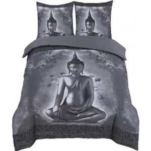 Dekbedovertrek Buddha Grijs 2-Persoons Lits-jumeaux 240x200/220 cm