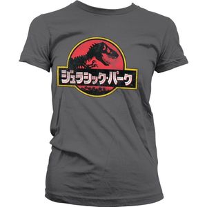 Jurassic Park Japanese Distressed Logo Girly Tee Damen T-Shirt Dark-Grey-S
