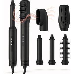 BlowSense® 6-in-1 Multistyler – Premium Föhnborstel, Krultang, Haarstyler – Ionische Airstyler met 6 Opzetstukken – Geschikt voor Alle Haartypes - Zwart