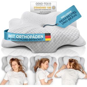 Ergonomisch Traagschuim Kussen voor Nekpijn – Hypoallergeen & Ademend – Geschikt voor Zij-, Rug- en Buikslapers