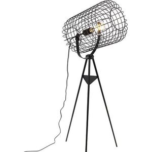 QAZQA bliss_vefa - Industriele Tripod | driepoot vloerlamp | Staande Lamp - 1 lichts - H 160 cm - Zwart - Industrieel - Woonkamer | Slaapkamer