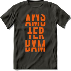 Amsterdam T-Shirt | Souvenirs Holland Kleding | Dames / Heren / Unisex Koningsdag shirt | Grappig Nederland Fiets Land Cadeau | - Donker Grijs - S