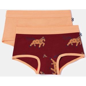 Woody duopack boxershort meisjes - zachtoranje/donkerrood pony all-overprint - 252-10-SHD-Z/036 - maat 164