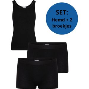 Beeren bodywear Meisjes Set: Hemd en 2 Boxers Zwart maat 110/116