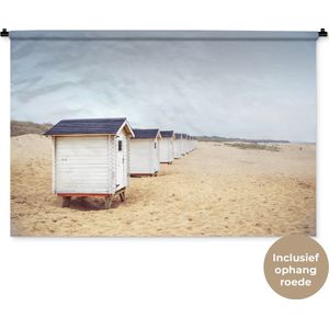 Wandkleed Landschappen Nederland - Strandhuisjes in Nederland Wandkleed katoen 150x100 cm - Wandtapijt met foto