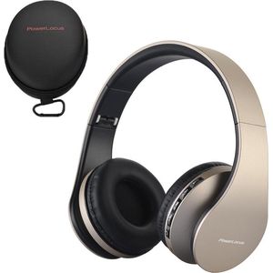 PowerLocus P1 Bluetooth Koptelefoon – Draadloos – Over Ear – Met Microfoon – Inklapbaar - incl. Hoes – Goud