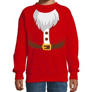 Kerstkostuum Kerstman verkleed sweater - rood - kinderen - Kerstkostuum trui / Kerst outfit 122/128