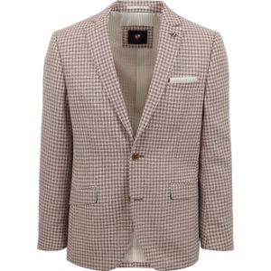 Suitable - Blazer Grou Ruiten Beige - Heren - Maat 52 - Modern-fit