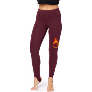 Bellivalini Dames Thermische Legging met Stijgbeugels - Sport - Vrijetijdsbroek - Lang - Sporbroek - BLV-BLV50-321-LE - Wijnrood - XXL