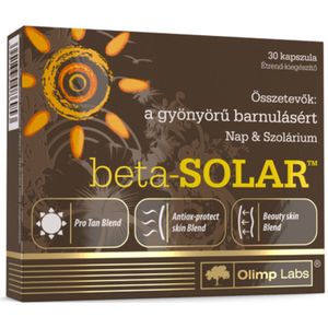 Beta-Solar 30 caps bruiningscapsules met 15 mg bètacaroteen en lycopine en met huidbeschermende ingrediënten HU/NL-label
