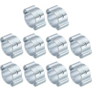 Set van 30 7-9mm Dubbele Oor Slangklemmen - Gegalvaniseerd Staal - Silver