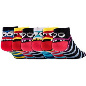Sneakersokken voor kinderen | Thema: Gezichten | Maat: 23 t/m 42 | 6 paar