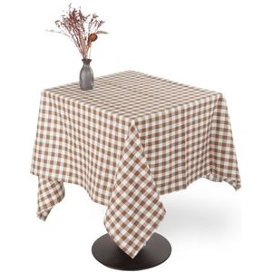 Tiseco - Tafelkleed GINGHAM - Katoen - Geblokt - 150x150 cm, cognac