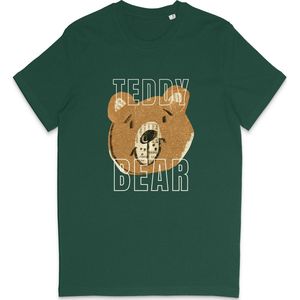 T Shirt Dames Heren - Grappige Teddy Beer Print Opdruk - Groen - XL