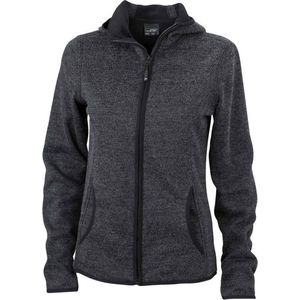 James and Nicholson Dames/dames Gebreide Fleece Hoodie (Donker melange/zwart)