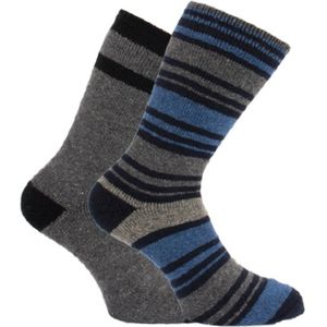 Gestreepte wollen warme sokken - prijs per 2 paar - elastan