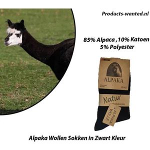 Alpaka - 6-Paar Wollen Sokken - Zwart - 85% Alpaca - Ideaal voor Koudere Maanden